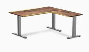 Desky Zero Hardwood L-Shape Office Desk - Pheasantwood / 60 x 30 x 62 x 20 in with Grommets / Space Gray Desky Zero Hardwood L-Shape Office Desk - Pheasantwood / 60 x 30 x 62 x 20 in with Grommets / Space Gray