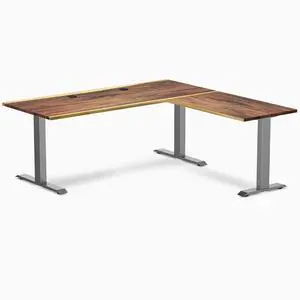 Desky Zero Hardwood L-Shape Office Desk - Pheasantwood / 72 x 30 x 70 x 24 in with Grommets / Space Gray Desky Zero Hardwood L-Shape Office Desk - Pheasantwood / 72 x 30 x 70 x 24 in with Grommets / Space Gray