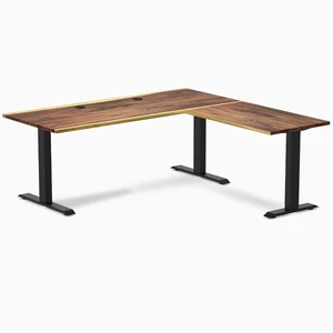 Desky Zero Hardwood L-Shape Office Desk - Pheasantwood / 72 x 30 x 70 x 24 in with Grommets / Matte Black Desky Zero Hardwood L-Shape Office Desk - Pheasantwood / 72 x 30 x 70 x 24 in with Grommets / Matte Black
