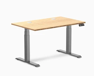 Desky Dual Bamboo Sit Stand Desk - Bamboo / 48 x 30 in with Grommets / Space Gray Desky Dual Bamboo Sit Stand Desk - Bamboo / 48 x 30 in with Grommets / Space Gray
