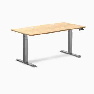 Desky Dual Bamboo Sit Stand Desk - Bamboo / 60 x 30 in with Grommets / Space Gray Desky Dual Bamboo Sit Stand Desk - Bamboo / 60 x 30 in with Grommets / Space Gray