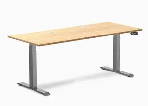 Desky Dual Bamboo Sit Stand Desk - Bamboo / 72 x 30 in with Grommets / Space Gray Desky Dual Bamboo Sit Stand Desk - Bamboo / 72 x 30 in with Grommets / Space Gray