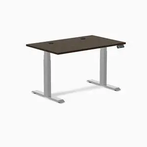 Desky Dual Bamboo Sit Stand Desk - Dark Bamboo / 80 x 30 in with Grommets / Gray Desky Dual Bamboo Sit Stand Desk - Dark Bamboo / 80 x 30 in with Grommets / Gray