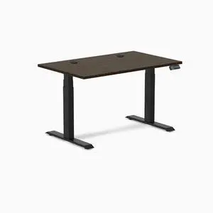 Desky Dual Bamboo Sit Stand Desk - Dark Bamboo / 80 x 30 in with Grommets / Matte Black Desky Dual Bamboo Sit Stand Desk - Dark Bamboo / 80 x 30 in with Grommets / Matte Black