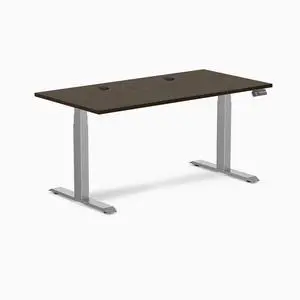 Desky Dual Bamboo Sit Stand Desk - Dark Bamboo / 48 x 30 in with Grommets / Space Gray Desky Dual Bamboo Sit Stand Desk - Dark Bamboo / 48 x 30 in with Grommets / Space Gray