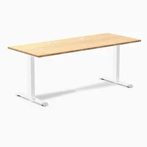 Desky Zero Bamboo Office Desk - Dark Bamboo / 48 x 30 in with Grommets / White Desky Zero Bamboo Office Desk - Dark Bamboo / 48 x 30 in with Grommets / White