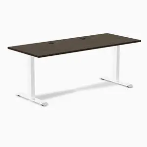 Desky Zero Bamboo Office Desk - Dark Bamboo / 60 x 30 in with Grommets / White Desky Zero Bamboo Office Desk - Dark Bamboo / 60 x 30 in with Grommets / White