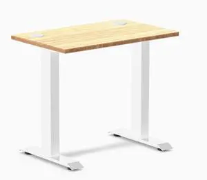 Desky Zero Mini Bamboo Office Desk - Bamboo / 32 x 20 in with Grommets / White Desky Zero Mini Bamboo Office Desk - Bamboo / 32 x 20 in with Grommets / White