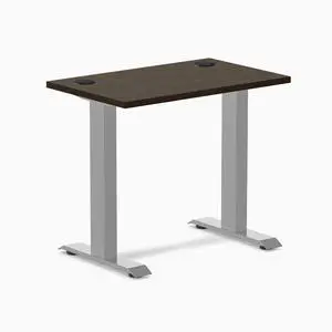Desky Zero Mini Bamboo Office Desk - Dark Bamboo / 32 x 20 in with Grommets / Gray Desky Zero Mini Bamboo Office Desk - Dark Bamboo / 32 x 20 in with Grommets / Gray