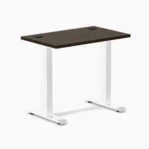 Desky Zero Mini Bamboo Office Desk - Dark Bamboo / 32 x 20 in with Grommets / White Desky Zero Mini Bamboo Office Desk - Dark Bamboo / 32 x 20 in with Grommets / White