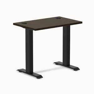 Desky Zero Mini Bamboo Office Desk - Dark Bamboo / 32 x 20 in with Grommets / Matte Black Desky Zero Mini Bamboo Office Desk - Dark Bamboo / 32 x 20 in with Grommets / Matte Black