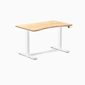 Desky Dual Ergo Edge Sit Stand Desk - Bamboo / 48 x 30 in / White Desky Dual Ergo Edge Sit Stand Desk - Bamboo / 48 x 30 in / White