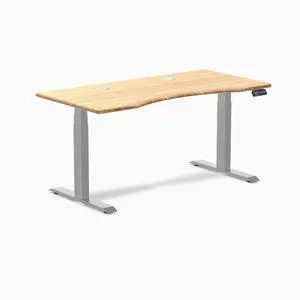 Desky Dual Ergo Edge Sit Stand Desk - Bamboo / 48 x 30 in / Grey Desky Dual Ergo Edge Sit Stand Desk - Bamboo / 48 x 30 in / Grey