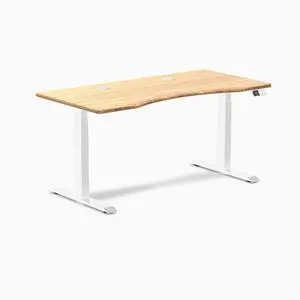 Desky Dual Ergo Edge Sit Stand Desk - Bamboo / 48 x 30 in / White Desky Dual Ergo Edge Sit Stand Desk - Bamboo / 48 x 30 in / White