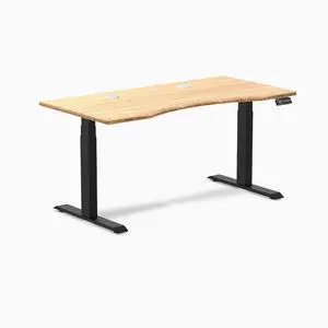 Desky Dual Ergo Edge Sit Stand Desk - Bamboo / 48 x 30 in / Matte Black Desky Dual Ergo Edge Sit Stand Desk - Bamboo / 48 x 30 in / Matte Black