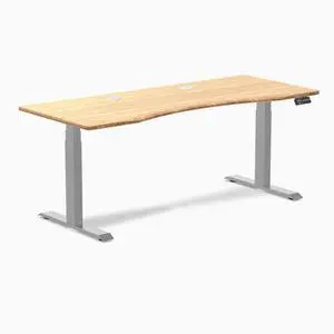 Desky Dual Ergo Edge Sit Stand Desk - Bamboo / 48 x 30 in / Grey Desky Dual Ergo Edge Sit Stand Desk - Bamboo / 48 x 30 in / Grey