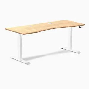 Desky Dual Ergo Edge Sit Stand Desk - Bamboo / 48 x 30 in / White Desky Dual Ergo Edge Sit Stand Desk - Bamboo / 48 x 30 in / White