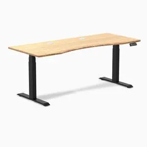 Desky Dual Ergo Edge Sit Stand Desk - Bamboo / 48 x 30 in / Matte Black Desky Dual Ergo Edge Sit Stand Desk - Bamboo / 48 x 30 in / Matte Black