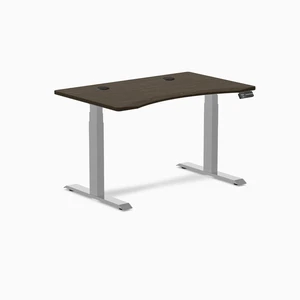 Desky Dual Ergo Edge Sit Stand Desk - Dark Bamboo / 48 x 30 in / Grey Desky Dual Ergo Edge Sit Stand Desk - Dark Bamboo / 48 x 30 in / Grey