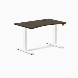 Desky Dual Ergo Edge Sit Stand Desk - Dark Bamboo / 48 x 30 in / White Desky Dual Ergo Edge Sit Stand Desk - Dark Bamboo / 48 x 30 in / White
