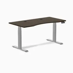 Desky Dual Ergo Edge Sit Stand Desk - Dark Bamboo / 48 x 30 in / Grey Desky Dual Ergo Edge Sit Stand Desk - Dark Bamboo / 48 x 30 in / Grey