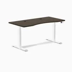 Desky Dual Ergo Edge Sit Stand Desk - Dark Bamboo / 48 x 30 in / White Desky Dual Ergo Edge Sit Stand Desk - Dark Bamboo / 48 x 30 in / White