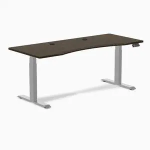 Desky Dual Ergo Edge Sit Stand Desk - Dark Bamboo / 48 x 30 in / Grey Desky Dual Ergo Edge Sit Stand Desk - Dark Bamboo / 48 x 30 in / Grey