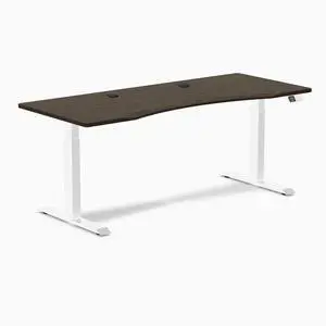 Desky Dual Ergo Edge Sit Stand Desk - Dark Bamboo / 48 x 30 in / White Desky Dual Ergo Edge Sit Stand Desk - Dark Bamboo / 48 x 30 in / White