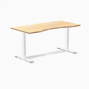 Desky Zero Ergo Edge Office Desk - Bamboo / 48 x 30 in / White Desky Zero Ergo Edge Office Desk - Bamboo / 48 x 30 in / White