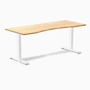 Desky Zero Ergo Edge Office Desk - Bamboo / 48 x 30 in / White Desky Zero Ergo Edge Office Desk - Bamboo / 48 x 30 in / White