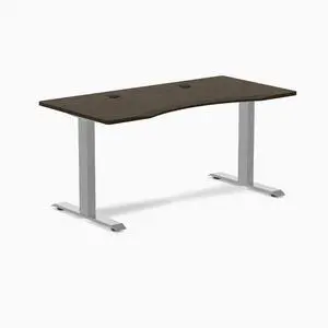 Desky Zero Ergo Edge Office Desk - Dark Bamboo / 48 x 30 in / Grey Desky Zero Ergo Edge Office Desk - Dark Bamboo / 48 x 30 in / Grey