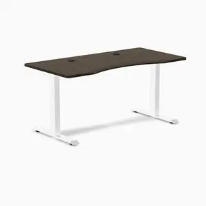 Desky Zero Ergo Edge Office Desk - Dark Bamboo / 48 x 30 in / White Desky Zero Ergo Edge Office Desk - Dark Bamboo / 48 x 30 in / White