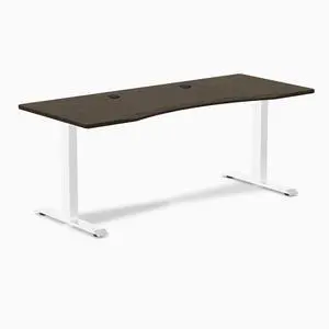 Desky Zero Ergo Edge Office Desk - Dark Bamboo / 48 x 30 in / White Desky Zero Ergo Edge Office Desk - Dark Bamboo / 48 x 30 in / White