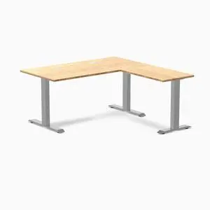 Desky Zero Bamboo L-Shape Office Desk - Bamboo / 60 x 30 x 62 x 20 in with Grommets / Gray Desky Zero Bamboo L-Shape Office Desk - Bamboo / 60 x 30 x 62 x 20 in with Grommets / Gray