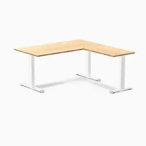 Desky Zero Bamboo L-Shape Office Desk - Bamboo / 60 x 30 x 62 x 20 in with Grommets / White Desky Zero Bamboo L-Shape Office Desk - Bamboo / 60 x 30 x 62 x 20 in with Grommets / White