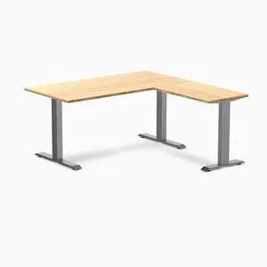 Desky Zero Bamboo L-Shape Office Desk - Bamboo / 60 x 30 x 62 x 20 in with Grommets / Space Gray Desky Zero Bamboo L-Shape Office Desk - Bamboo / 60 x 30 x 62 x 20 in with Grommets / Space Gray