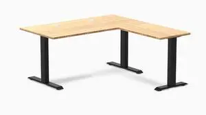 Desky Zero Bamboo L-Shape Office Desk - Bamboo / 60 x 30 x 62 x 20 in with Grommets / Matte Black Desky Zero Bamboo L-Shape Office Desk - Bamboo / 60 x 30 x 62 x 20 in with Grommets / Matte Black