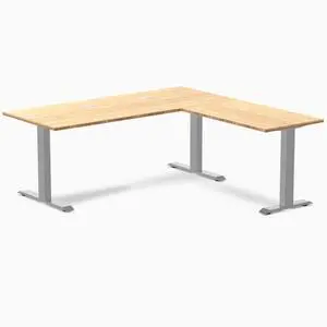 Desky Zero Bamboo L-Shape Office Desk - Bamboo / 72 x 30 x 70 x 24 in with Grommets / Gray Desky Zero Bamboo L-Shape Office Desk - Bamboo / 72 x 30 x 70 x 24 in with Grommets / Gray