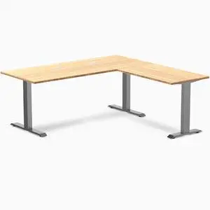 Desky Zero Bamboo L-Shape Office Desk - Bamboo / 72 x 30 x 70 x 24 in with Grommets / Space Gray Desky Zero Bamboo L-Shape Office Desk - Bamboo / 72 x 30 x 70 x 24 in with Grommets / Space Gray