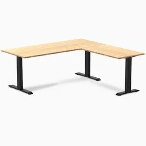 Desky Zero Bamboo L-Shape Office Desk - Bamboo / 72 x 30 x 70 x 24 in with Grommets / Matte Black Desky Zero Bamboo L-Shape Office Desk - Bamboo / 72 x 30 x 70 x 24 in with Grommets / Matte Black