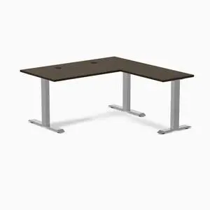 Desky Zero Bamboo L-Shape Office Desk - Dark Bamboo / 60 x 30 x 62 x 20 in with Grommets / Gray Desky Zero Bamboo L-Shape Office Desk - Dark Bamboo / 60 x 30 x 62 x 20 in with Grommets / Gray