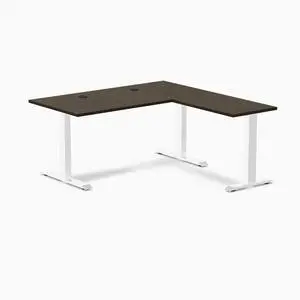 Desky Zero Bamboo L-Shape Office Desk - Dark Bamboo / 60 x 30 x 62 x 20 in with Grommets / White Desky Zero Bamboo L-Shape Office Desk - Dark Bamboo / 60 x 30 x 62 x 20 in with Grommets / White