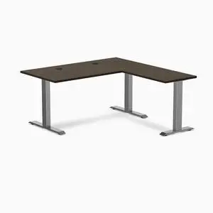 Desky Zero Bamboo L-Shape Office Desk - Dark Bamboo / 60 x 30 x 62 x 20 in with Grommets / Space Gray Desky Zero Bamboo L-Shape Office Desk - Dark Bamboo / 60 x 30 x 62 x 20 in with Grommets / Space Gray