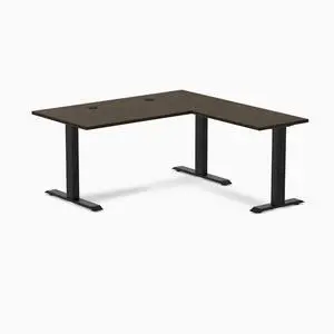Desky Zero Bamboo L-Shape Office Desk - Dark Bamboo / 60 x 30 x 62 x 20 in with Grommets / Matte Black Desky Zero Bamboo L-Shape Office Desk - Dark Bamboo / 60 x 30 x 62 x 20 in with Grommets / Matte Black