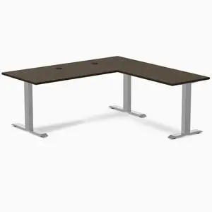 Desky Zero Bamboo L-Shape Office Desk - Dark Bamboo / 72 x 30 x 70 x 24 in with Grommets / Gray Desky Zero Bamboo L-Shape Office Desk - Dark Bamboo / 72 x 30 x 70 x 24 in with Grommets / Gray