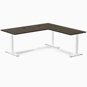 Desky Zero Bamboo L-Shape Office Desk - Dark Bamboo / 72 x 30 x 70 x 24 in with Grommets / White Desky Zero Bamboo L-Shape Office Desk - Dark Bamboo / 72 x 30 x 70 x 24 in with Grommets / White
