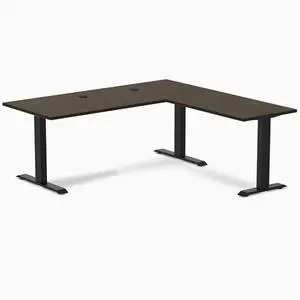 Desky Zero Bamboo L-Shape Office Desk - Dark Bamboo / 72 x 30 x 70 x 24 in with Grommets / Matte Black Desky Zero Bamboo L-Shape Office Desk - Dark Bamboo / 72 x 30 x 70 x 24 in with Grommets / Matte Black