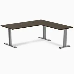 Desky Zero Bamboo L-Shape Office Desk - Dark Bamboo / 72 x 30 x 70 x 24 in with Grommets / Space Gray Desky Zero Bamboo L-Shape Office Desk - Dark Bamboo / 72 x 30 x 70 x 24 in with Grommets / Space Gray