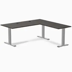 Desky Zero Laminate L-Shape Office Desk - Burnished Wood / 70.9 x 29.5 x 68.9 x 23.6 in with Grommets / Gray Desky Zero Laminate L-Shape Office Desk - Burnished Wood / 70.9 x 29.5 x 68.9 x 23.6 in with Grommets / Gray