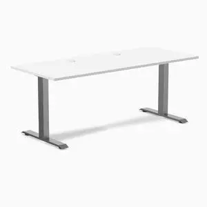 Desky Zero Laminate Office Desk - White / 70.9 x 29.5 in with Grommets / Space Gray Desky Zero Laminate Office Desk - White / 70.9 x 29.5 in with Grommets / Space Gray